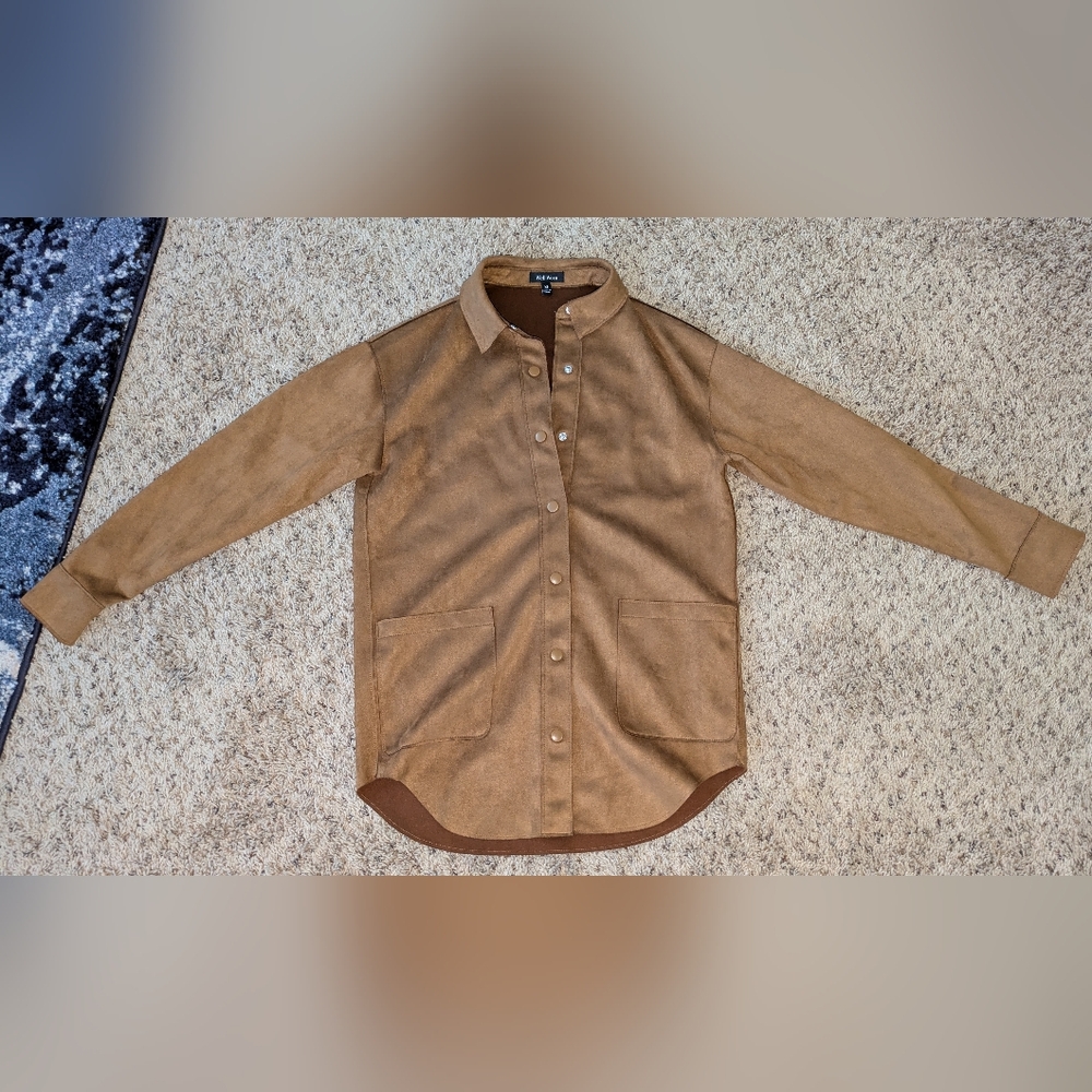 Brown Tan Suede Shirt Jacket